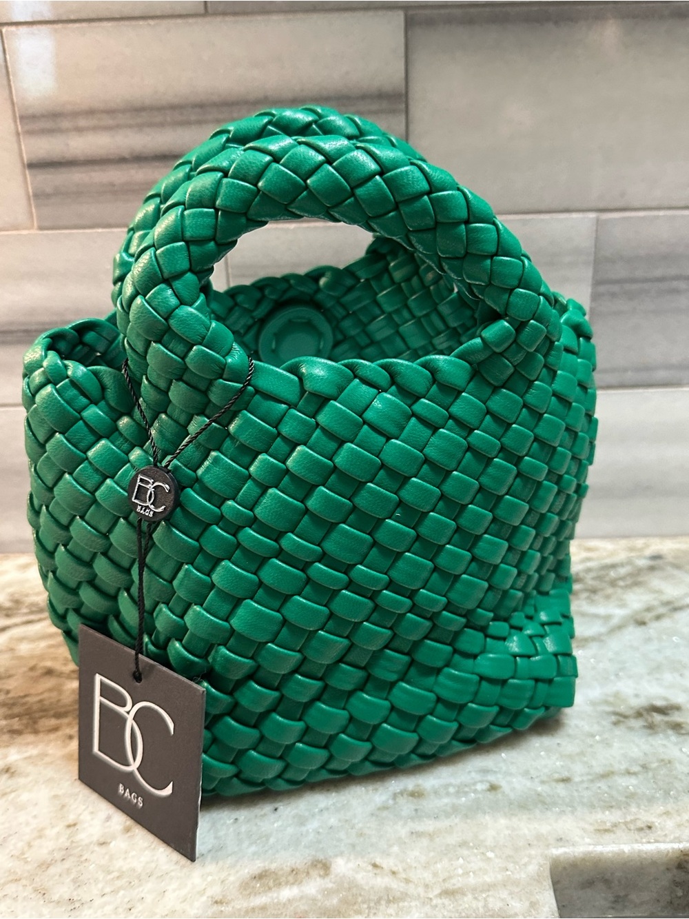 Woven Mini Tote in Vibrant Green